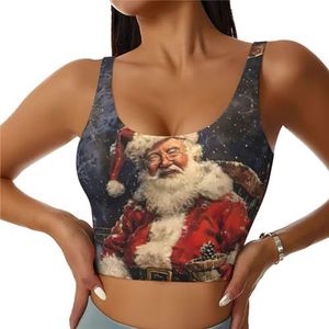 ERSDWRE Merry Christmas Print Atletische Tanktops voor Vrouwen Workout Tanktops voor Vrouwen Elastische Tanks voor Fitness Yoga, Zwart, XL