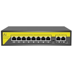 lehua PoE-switch 48 V en 8 poorten Ethernet 10/100 Mbps IEEE 802.3 AF/At voor IP-camera/bewakingscamera's CCTV/At draadloze EU-stekker