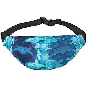 Kleurrijke Happy Birthday Cupcakes Fanny Pack voor mannen vrouwen, crossbody heuptas pack, grote crossbody, met verstelbare riemen, Magische blauwe vos, Eén maat