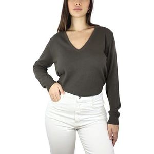 Win's Damestrui met V-hals van kasjmier, gemaakt in Italië, Kaki, XXL