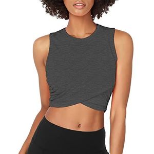 Sanutch Yoga Crop Tops Dans Tops Getailleerde Workout Crop Tops Yoga Tank Tops Atletische Sport Shirts voor Vrouwen, Hei houtskool, M