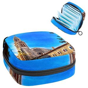 Kerk, Periode Pouch Draagbaar, Tampon Opbergtas,Tampon Houder voor Portemonnee Vrouwelijke Product Organizer, Meerkleurig, 4.7x6.6x6.6 in/12x17x17 cm