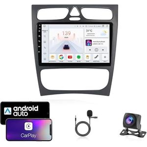 Android 13 Dubbel Din Auto Stereo Touchscreen Auto Stereo Voor Benz W209 Black 2002-2005 Met Bluetooth GPS Navigatie WiFi FM Radio USB/SWC/Plug en Play Ondersteuning Carplay&Android Auto(4 Core Wifi 1