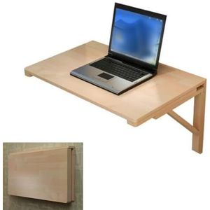 JAVYPPT Drijvende wandgemonteerde klaptafel, massief houten opvouwbare eettafel, multifunctioneel computerbureau, studeertafel, voor balkon, keuken, badkamer, kantoor (60 x 45 cm)