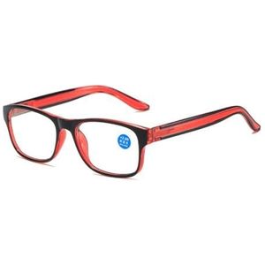 SHXSYN Lentebeen-modeleesbril voor dames en heren, comfortabele anti-blauw licht leesbril, rode box, Eén Maat