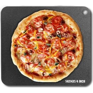 VEVOR Pizzastaal, 14 ""x 14"" x 1/4"" pizzastaalplaat voor oven, voorgekruide koolstofstaal pizzasteen met 20x hogere geleidbaarheid, zware roestvrije pizzapan voor buitengrill, binnenoven