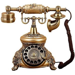 GPDNBIEU, Nieuwe replica antieke telefoon, retro vaste huistelefoonhoorn, snoermachine Golden Fashion jaren 60 klassiek wijzerplaatbureau met kiezer