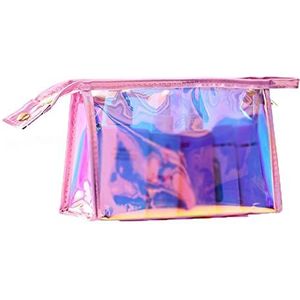 DieffematicHZB make-up tas Transparent Cosmetic Pink Bag PVC Clear Makeup Bag for Women Waterproof Zipper Beauty Case Travel Toiletry Bags 1pcs (Color : Pink)