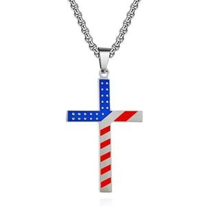 Amerikaanse sterren en strepen mannen ketting kruis hanger roestvrij staal vlag religieuze sieraden