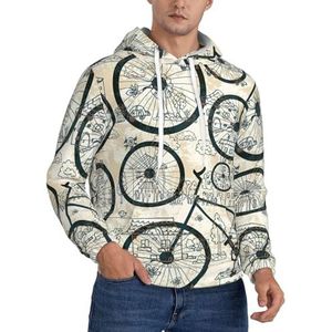 TTIGLHOH Fiets Winter Hoodies Voor Mannen Fleece Gevoerde Sherpa Trui Kangoeroe Pocket Comfort Fit, Winter Sweatshirt, Zwart, XXL