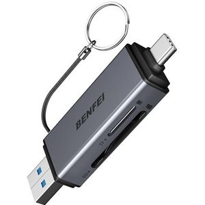 Benfei USB-C Micro SD/SD Kaartlezer - USB 3.0 - 5 Gbps - Aluminium
