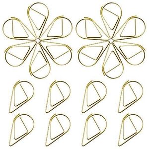 150 stuks paperclips, gouden waterdruppelvorm, kleine papieren clips van metaal, voor school en kantoor, bladwijzer voor boeken, memo of foto (1,5 x 2,5 cm)