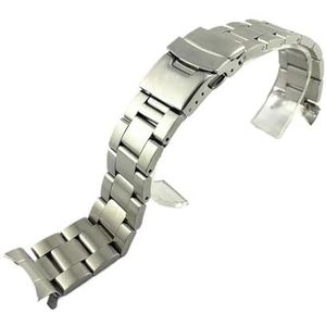 Roestvrij stalen horlogeband 20 mm 22 mm heren massief metaal gebogen uiteinde vouwgesp armband polsband geschikt for Seiko SKX009 bandlogo (Color : Type C no logo, Size : 22mm)
