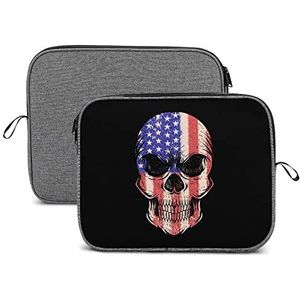 Skull USA Vlag Laptop Sleeve Case Beschermende Notebook Draagtas Reizen Aktetas 13 inch