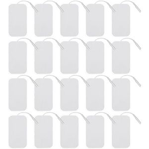 Vegena 20 stuks elektrodenpads, grote elektrodenpads, 100 x 50 mm, elektroden-nakoopset, kleefelektroden, herbruikbaar, kleefektroden met 2 mm stekkeraansluiting voor TENS-apparaat en EMS-trainer