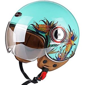 Volwassen Halve Helm Open Helm Brain - Cap Retro Anti-collision Motorhelm DOT / ECE Certificering Man Vrouw Cruiser Chopper Scooter Helm Quick Release P,L