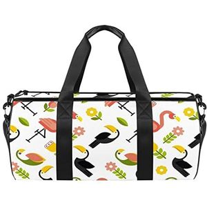 Flamingo zomer reistas sporttas met rugzak draagtas gymtas voor mannen en vrouwen, Flamingo Toucan, 45 x 23 x 23 cm / 17.7 x 9 x 9 inch