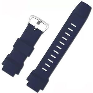18mm vervangende horlogeband geschikt for Casio PROTREK PRG-260/550/250/500 PRW-3500/2500/5100 waterdichte siliconen zwarte band (Color : Blue-silver, Size : 18mm)