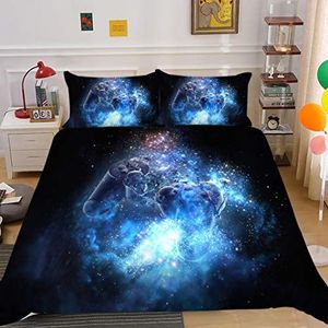 Gamepad Beddengoed Set Dream Starry Sky 3D Gamer Trooster Cover Paars Blauw Roze Kleurrijke Star Planet Galaxy Video Game Dekbedovertrek Kids Tieners Jongens Action Knoppen Quilt Kussensloop (Kleur 4.200x200 cm)