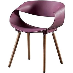 GEIRONV 1 stuks moderne keuken eetkamerstoelen, houten poten rugleuning stoel eetkamerstoelen vrije tijd plastic stoel kantoor vergaderstoel Eetstoelen (Color : Purple, Size : 47x50x80cm)