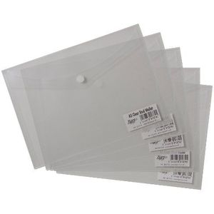 Tiger A5 Clear Stud Wallet Folder Plastic Document Houder File Popper Portefeuilles (Pack van 5)