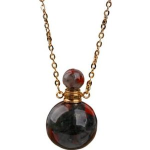 Small Roses Crystal Sphere Essential Oil Pendant Women Healing Chakra Gemstone Ball Perfume Necklace Jewelry Gift (Color : Silver_African Blood)
