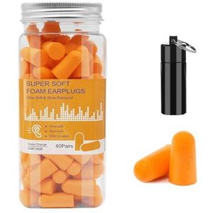 60 paar - 35 db ruisonderdrukking spons oordopjes ruisonderdrukking oordopjes voor slapen, reizen, concerten, studeren, werk, hard geluid (oranje)