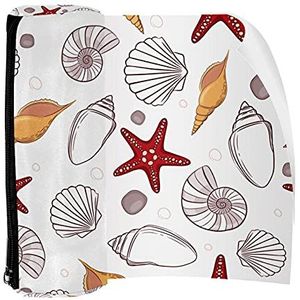 Potlood Case Pen Tas Houder met Rits Coin Organizer Tassen Make-up Cosmetische Pouch voor Vrouwen Tiener Meisjes Jongens Kinderen, Zeeschelp Zeester Conch Patroon