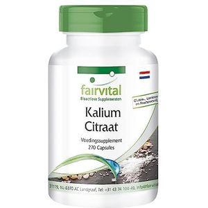 Fairvital | Kaliumcitraat capsules - HOOG GEDOSEERD - 300mg kalium per capsule - VEGAN - kalium citraat - 270 capsules