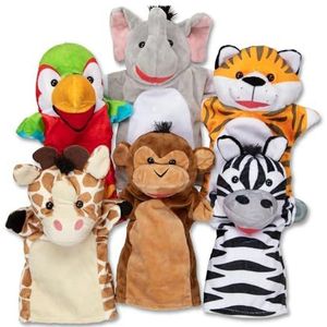 Melissa & Doug Safarivriendjes handpoppen - Handpoppenset, 6 handpoppen