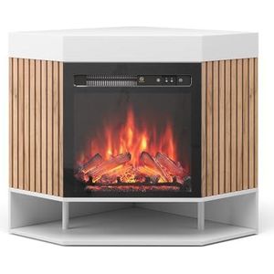Vicco Lynea Elektrische open haard, wit, 100 cm met realistisch vlameffect en verwarming 1800 W