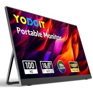 Yodoit Draagbare Monitor 18.5 inch 100HZ scherm IPS Display met Kickstand