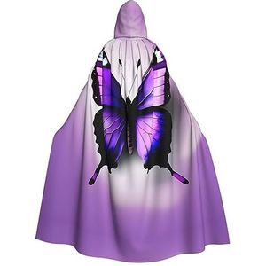 FRGMNT Paarse vlinder print print mannen Hooded Mantel, Volwassen Cosplay Mantel Kostuum, Cape Halloween Dress Up, Hooded Uniform