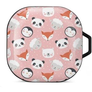 Panda Bear Fox schapen en pinguïn oordopjes hoesje compatibel met Samsung hard shell beschermhoes zwart stijl