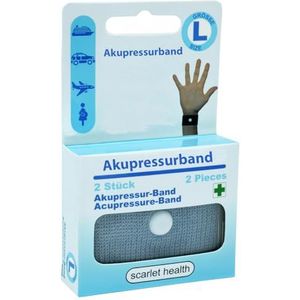 Scarlet Health Acupressuurband Sea, 1 paar elastische armbanden voor gebruik aan de pols, voor kinderen en volwassenen, discrete reisgenoot (grijs, L)