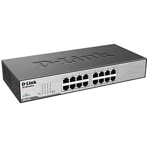 D-Link Ethernet-schakelaar, 16-poorts 10/100 onbeheerde desktop, Fanless rackmount netwerkhub internet (DSS-16+)