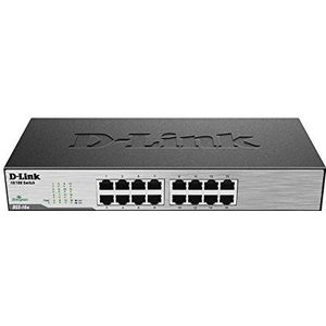 D-Link Ethernet-schakelaar, 16-poorts 10/100 onbeheerde desktop, Fanless rackmount netwerkhub internet (DSS-16+)