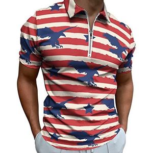 American Eagle patroon heren poloshirt met rits T-shirts casual korte mouwen golf top klassieke pasvorm tennis tee