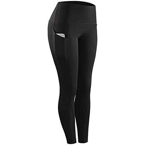 Compressie Legging | Fleece gevoerlegging Thermische hoge taille buikcontrole yoga broek,Zwarte dameslegging voor wandelen winter Mimika