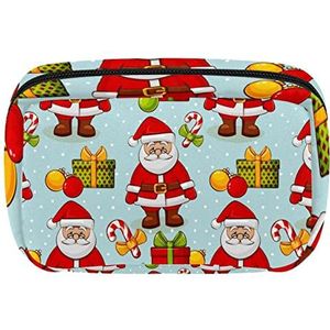 Kerst Kerstman Cosmetische Rits Pouch Make-up Bag Reis Waterdichte Toiletry Zakken voor Vrouwen, Meerkleurig, 17.5x7x10.5cm/6.9x4.1x2.8in
