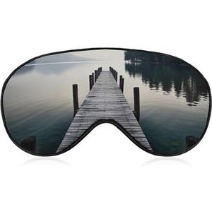Wood Jetty and Calm Lake Sleep Mask Oogmasker Oogmaskers voor Slaap Slaap Maskers voor Vrouwen Mannen Reizen Oogmasker Verstelbaar Slaapmasker Verduisterend Schattig Slaapmasker