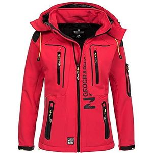 Geographical Norway Outdoorjack voor dames, softshell, afneembare capuchon, Coral/Anis, S