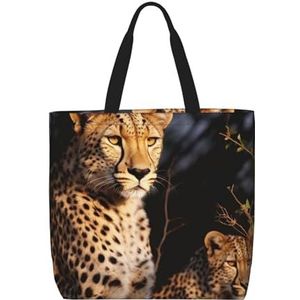 VTCTOASY Wild Animal Leopard Print Vrouwen Tote Bag Grote Capaciteit Boodschappentas Mode Strandtas Voor Werk Reizen, Zwart, One Size, Zwart, One Size