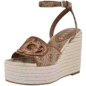 GUESS Tanveey Damessandalen met sleehak, Medium Brown Logo 210, 40 EU