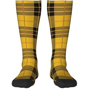 YsoLda Kousen Compressie Sokken Unisex Knie Hoge Sokken Sport Sokken 55CM Voor Reizen, Geel Zwart Tartan Plaid Schotse, zoals afgebeeld, 22 Plus Tall