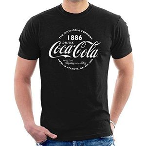 Coca Cola Retro Logo Witte Tekst Heren T-shirt, Zwart, M