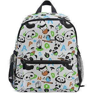 Panda Alfabet Baby Cartoon Peuter Voorschoolse Rugzak Boekentas Mini Schoudertas Rugzak Schooltas Voor Pre-K 1-6 Jaar Reizen Jongens Meisjes, Patroon, 10x4x12(in)