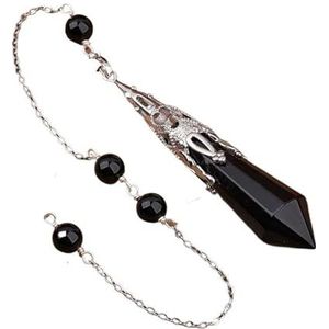 Vintage Natural Gemstones Bronze Pendulum Chains Pendant Necklace Healing Dangle Pendulum Jewelry Reiki Pendulum Decor (Color : Black Agate Silver)