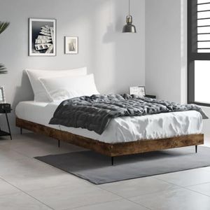 AUUIJKJF Bedden & Accessoires Bedframe Gerookt Eiken 100x200 cm Engineered Houten Meubels