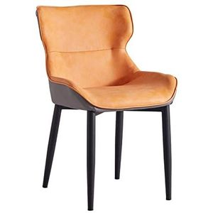 GEIRONV 1 stuks moderne keuken eetkamerstoelen, waterdicht Pu Lederen zijstoelen met koolstof stie benen woonkamer teller stoelen Eetstoelen (Color : Orange)